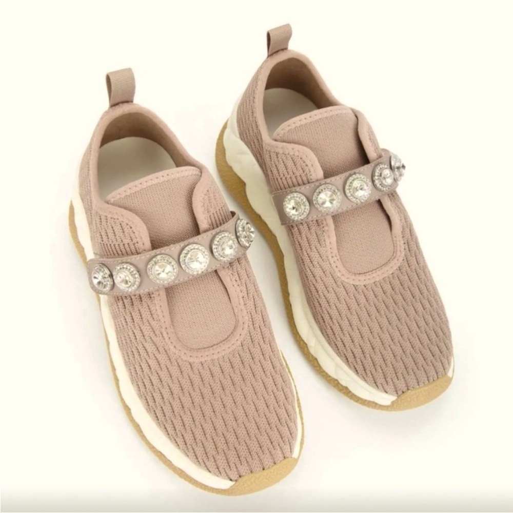 NIB! KURT GEIGER Embellished London Knit Round Toe Wedge Slip-On Sneakers-6 - Picture 2 of 10